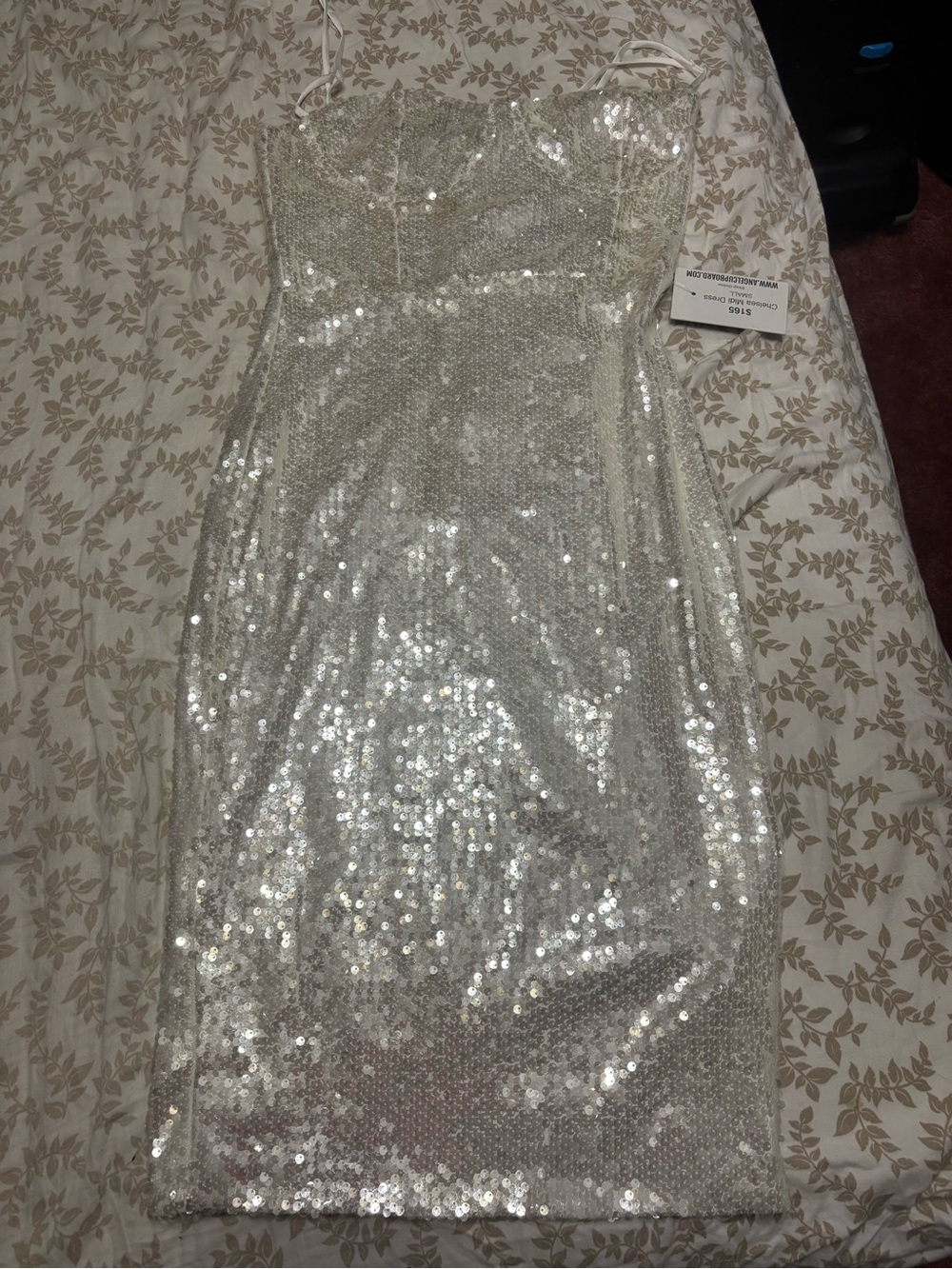 Sequin Strap Midi Dress in Silver - Elegant Party Ready